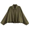 Generico Giacca Bomber Donna in Finta Pelle Scamosciata Autunno con Risvolto e Zip | Bomber Donna Corto,Giacca Camoscio Leggero,Giacche Maniche Lunghe Moda Streetwear,Giacca Casual Oversized per Mezza Stagione