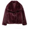 Generic Cappotto invernale da donna corto in pelliccia sintetica a maniche lunghe | Design peloso shaggy, con tasche, caldo capispalla, bordeaux, taglia S