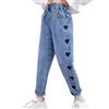 Generico Jeans Bambina 2-12 Anni Regular Fit Pantaloni Jeans Denim Ragazza con Elastico in Vita Alta Comfort Pantaloni Lavoro Cargo Stretch Invernale con Tasconi Hip Hop Streetwear