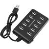 OEM Allecto - Hub USB - 10 porte - Trasmissione dati veloce - Nero - Adatto per computer - Ideale per uso domestico e in ufficio