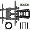 Unyqoos Supporto a parete girevole e inclinabile per TV Unyqoos®, adatto per schermi LED/LCD (piatti/curvi) da 32 a 75 pollici, a due bracci, in acciaio con rivestimento nero, con capacità massima di 60 kg, compatibile con standard VESA fino a 600x400 mm