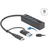 Delock Hub usb Delock a 4P USB 3.2 gen1+tipo-C/A +SD/mSD Nero [63859]