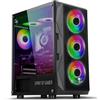 Spirit Of Gamer Chassis di gioco RGB per PC, 6 ventole ARGB incluse, compatibile con mATX, gioco medio vuoto con parete laterale in vetro temperato, ottimizzata per il raffreddamento