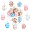 com-four® 18x Uova di Pasqua in Rosa, Blu e Bianco da Appendere | Uova di Pasqua Colorate con Motivo - Decorazione Carina per il Cespuglio di Pasqua