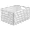 Rotho Country Scatola di Stoccaggio in Rattan-Look, Plastica (PP) senza BPA, Bianco, A4+/28 L, 43.0 x 33.0 x 21.5 cm