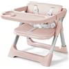 Ezebaby Rialzo Sedia Pieghevole 2-in-1 per Bambini, con Vassoio e Cintura | Rialzo 2-in-1 & Sedia per Bambini Pieghevole in 3s, cintura 5 punti, vassoio regolabile, tracolla, seduta PU facile da pulire
