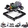 COSTWAY Girello Pieghevole Bambini, Altezza Regolabile a 3 Livelli, Nero | Passeggino per Bambini, con Volante Imbottito e Scatola Musicale, Portata 12 kg, per Bambini 6-18 Mesi