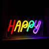 WD LifeStyle Insegna Neon con Cornice in Plexiglass 23 x 13 Cm Decoro Happy