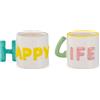 WD LifeStyle Set 2 Tazzine Caffé in Stoneware 100 Ml Decoro Happy Life
