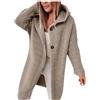 Generic Giacca Lunga Rossa da Donna Temperamento Pendolarismo Maglione Cardigan con Cappuccio Ampio di Grandi Dimensioni Giacca di Pelle Invernale