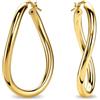 Miore Orecchini Donna Argento Sterling 925 Placcato Oro 18K 30mm O Oro Giallo 18k 750 18.5mm, Orecchini Cerchio Dorati, Gioielli Donna Made in Italy con Elegante Portagioie