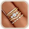 Kakonia Anelli Donna Oro Argento Set Anelli Impermeabile Fidget Anello | 14K Placcato Oro Argento Anelli Donna Cubico Zirconia Fidanzamento Anelli Coppia Anello Mignolo Donna