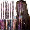 WENNALIFE Pennello per Capelli, Colori Misti, 120 cm, Tinsel, 1200 Ciocche di Brillantini, per Festival, Feste, con Glitter