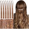 WENNALIFE Pennello per Capelli, Marrone Oro, 120 cm, 1200 Ciocche Tinsel, Set di Brillantini per Festival, Feste e Ragazze
