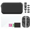 Whychstore Custodia rigida da viaggio per Nintendo Switch 2, con cover in silicone, antiurto, per console giochi, cartucce, accessori, nero, 29,3 cm