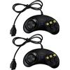 Xspeedonline Controller di gioco cablato a 6 pulsanti compatibile per Sega Genesis per Nintendo SNES Platform, 2 pezzi, nero