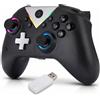 NK Telecomando wireless Bluetooth per PC, compatibile con Switch/Smartphone Android e iOS, 2 pulsanti macro, doppia vibrazione, 6 assi, luci LED (Black)