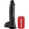 KING COCK - DILDO NERO CON SFERE 25.4 CM