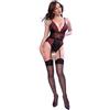 CHILIROSE BODIES CHILIROSE - CR 4863 BODY CON PIZZO A FIORI ROSSI E CINTURA CON GIARRETTIERA L