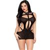 LEG AVENUE DRESSES LEG AVENUE - 81680 MINI ABITO OPACO E TEDDY CON SCOLLO A V NERO - TAGLIA UNICA