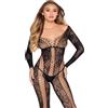 LEG AVENUE BODYSTOCKINGS LEG AVENUE - 89369 TUTA IN RETE E PIZZO NERA - TAGLIA UNICA