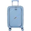Pierre Cardin - Valigia Trolley rigido con Tasca frontale per Laptop 55x38x20 (Azzurro)
