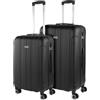 ITACA - Set valigie - Set Valigie Rigide Offerte. Valigia Grande Rigida, Valigia Media Rigida e Bagaglio a Mano. Set di Valigie con Lucchetto Combinazione TSA, Nero