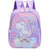 CRTLNYH Zaino con Unicorno, Borsa per la Scuola per Ragazze,simpatico zaino per ragazze borsa da viaggio borsa da scuola, (età 2-14 anni) (viola)