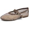 IF Mary Jane Ballerine Scarpe da Donna con Cinturino Borchie e Strass Brillantini Punta Tonda in Pelle Sintetica H90