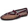 IF Mary Jane Ballerine Scarpe da Donna con Cinturino Borchie e Strass Brillantini Punta Tonda in Pelle Sintetica H90