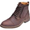 ANUFER Men's Stylish Genuine Leather Ankle Boots Lace-Up&Side Zipper Brogues Dress Shoes