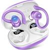 Hupoaf Cuffie Bluetooth Sport, Auricolari Bluetooth 5.4 HiFi Stereo, Viola | 50 Ore Cuffie Wireless con ENC Mic, Cancellazione Rumore Cuffie Senza Fili, IP7 Impermeabili, Cuffiette per Correre Running
