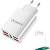 Generico Caricabatterie, stazione di ricarica USB,Adattatore di ricarica a 5 | Adattatore, blocco caricabatterie a multiple veloce, portatile, presa a muro per disp