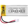 Liter energy battery Batteria 502050 LiPo 3.7V 500mAh 1.85Wh Ricaricabile Connettore PH2.0 (JST-PHR-02) Tipo B Litio: Assicurarsi che la polarità del dispositivo corrisponda 42x20x5mm (PH2|500mAh|502050)