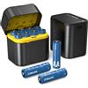 SURFOU Batterie Ricaricabili AA Litio 1.5V 8 Pezzi con Caricatore | 3700mWh Alta Capacità, 2000 Cicli, Carica Rapida con Custodia, Pile Litio Costanti per Fotocamera