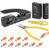 RedStar24 Kit di tester per cavo RJ45, pinza crimpare, spina pass, through CAT7, pinza tagliente, spinner, strumento di riparazione Ethernet LAN/Cat 7 RJ45, connettore 10 pezzi