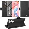 Giyer Cover per iPhone 14 Pro Max Custodia con Vetro Temperato, Premium PU Portafoglio Slot per Scheda RFID Antifurto Funzione Supporto Flip Case, Antiurto per iPhone 14 Pro Max 5G Cover (Nero)