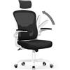 rattantree Sedia da Ufficio, Sedia Scrivania con Poggiatesta Regolabile, Bianco E Nero | Sedia Ergonomica per Computer con Braccioli Regolabili e Supporto Lombare per Home Office