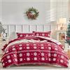 Tokokimo NataleCopripiumino Matrimoniale 240x220 cm, Copripiumino Matrimoniale 3 Pezzi in Microfibra Con Motivo a Fiocchi di Neve, Comprendente 1 Copripiumino 240x220 + 2 Federe 50x80, Rossi