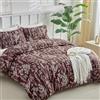 Tokokimo Set Copripiumino Matrimoniale 240x220 cm 100% Microfibra Stile Rami e Foglie Dipinti a Mano, Copripiumone Morbido e Resistente Alle Rughe, 1 copripiumini + 2 Federa 50x80, Bordeaux