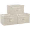 ENUMAIL Scatole Portaoggetti con Manici,33x23x20cm,Grigio Beige,3 Pezzi | Scatole di Stoccaggio Pieghevoli con Coperchio,Scatola con Supporto di Tavola PP per Ufficio,Contenitori per Armadio Lavabile