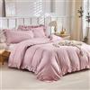 Tokokimo Set Copripiumino Matrimoniale 240x220cm, Copripiumino Matrimoniale 3 Pezzi in Microfibra Con Volant, Comprendente 1 Copripiumino 240x220 + 2 Federe 50x80, Rosa