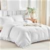 Tokokimo Set Copripiumino Matrimoniale 240x220cm, Copripiumino Matrimoniale 3 Pezzi in Microfibra Con Volant, Comprendente 1 Copripiumino 240x220 + 2 Federe 50x80, Bianco