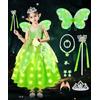 COYBTO Trilli Costume per Bambini, LED Vestito Principessa Ragazza, Fata Vestito da Principessa con Ali Farfalla, Luminoso Fancy Dress Up Fata per Bambina Feste Compleanno Carnevale Halloween