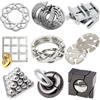 MINGZE Set di 9pz in Metallo Giocattoli Educativi IQ Test Puzzle, Metal Wire Puzzle Rompicapo Perfetto Classico Giocattolo Educativo Intelligenza per Adulti e Bambini-Argentato