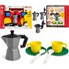 Generico Set Caffettiera Giocattolo Moka Giocattolo Caffè con Tazzine Piattini Cucchiaini Cucina Moka Gioco Moka Giocattolo per Bambini in Colori Assortiti MADE IN ITALY (d)