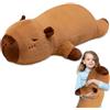 XPJBKC Cuscino Capibara Lungo, Kawaii Capibara Peluche Gigante, Realistico Cuscino In Peluche Capibara per Decorazione Casa(70 cm, Marrone)