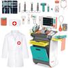 deAO Valigetta Dottore Bambini, Carrello Medico Giocattolo con Stetoscopio | Kit Dottoressa Bambina con Camice da Medico, Simulazione Dottore Accessori, Gioco di Ruolo Regalo (Blu)