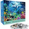 HTGWCG Puzzle marini per adulti, 1000 puzzle, mondo marino, 1000 pezzi, puzzle per adulti, idea regalo, tartaruga marina e delfini, 70 x 50 cm