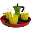 Generico Set Caffettiera Giocattolo Moka Giocattolo Caffè con Tazzine Piattini Cucchiaini Vassoio Cucina Moka Gioco Moka Giocattolo per Bambini Set Gioco Caffettiera Caffetteria MADE IN ITALY (A)